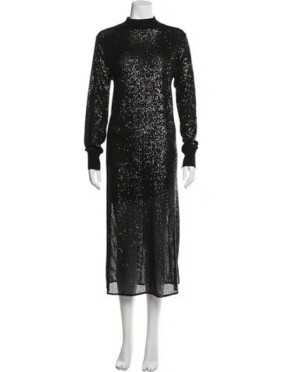 Pre-owned Allsaints Mock Neck Midi Length Dress In Black
