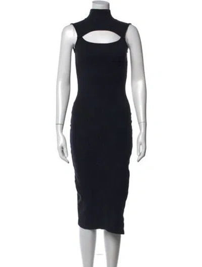 Pre-owned Allsaints Mock Neck Midi Length Dress In Black