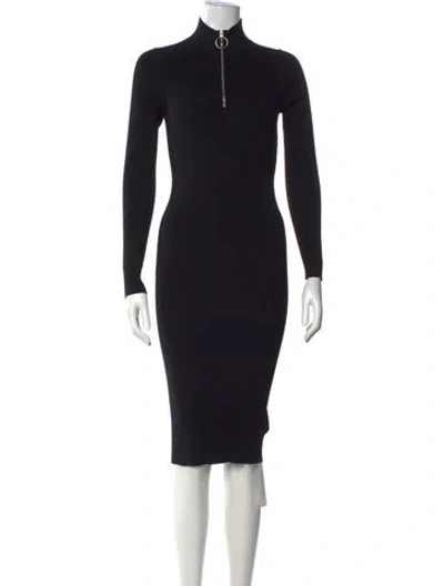 Pre-owned Allsaints Mock Neck Midi Length Dress In Black