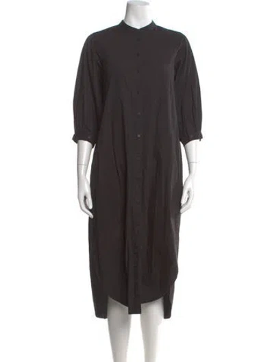 Pre-owned Allsaints Mock Neck Midi Length Dress In Gray