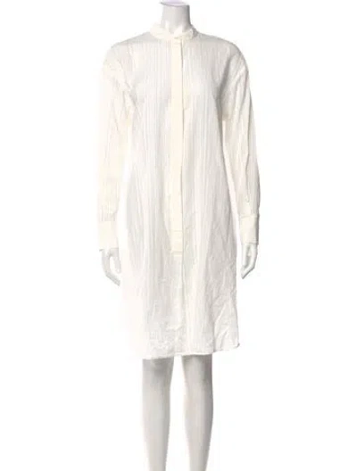 Pre-owned Allsaints Mock Neck Midi Length Dress In White