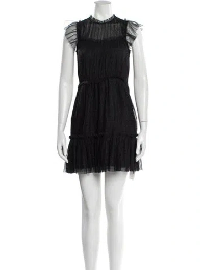 Pre-owned Allsaints Mock Neck Mini Dress In Black