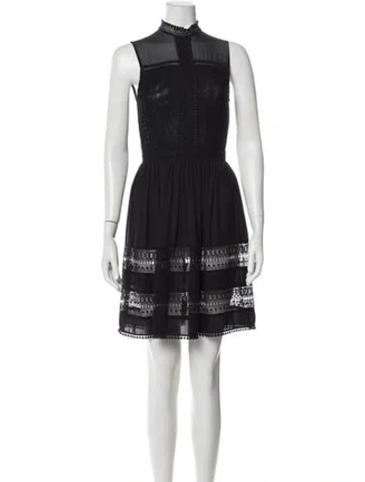 Pre-owned Allsaints Mock Neck Mini Dress In Black