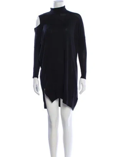 Pre-owned Allsaints Mock Neck Mini Dress In Black