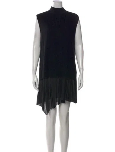 Pre-owned Allsaints Mock Neck Mini Dress In Black