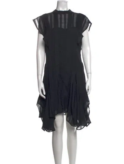 Pre-owned Allsaints Mock Neck Mini Dress In Black