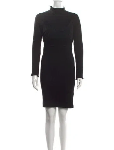 Pre-owned Allsaints Mock Neck Mini Dress In Black