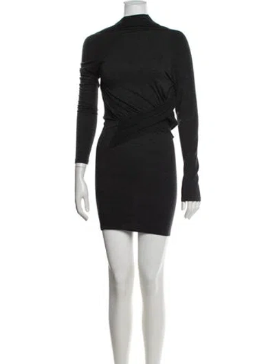 Pre-owned Allsaints Mock Neck Mini Dress In Black/blue