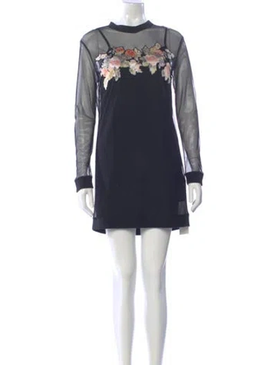 Pre-owned Allsaints Mock Neck Mini Dress In Blue