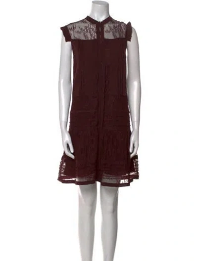 Pre-owned Allsaints Mock Neck Mini Dress In Brown