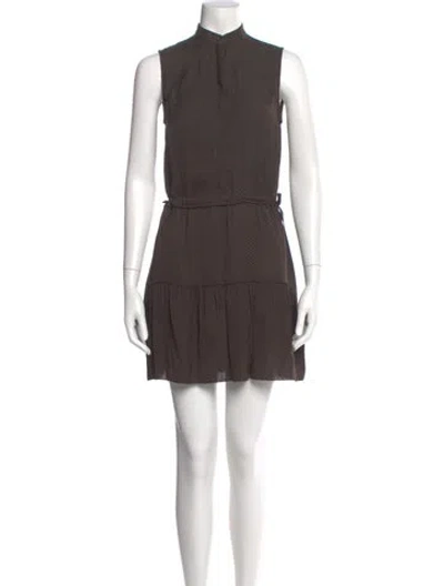 Pre-owned Allsaints Mock Neck Mini Dress In Brown