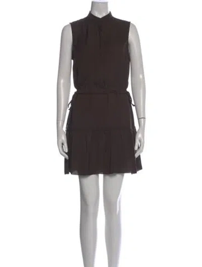Pre-owned Allsaints Mock Neck Mini Dress In Brown