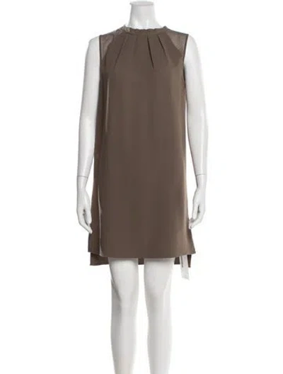 Pre-owned Allsaints Mock Neck Mini Dress In Brown