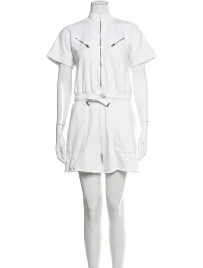 Pre-owned Allsaints Mock Neck Romper In White