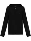 Allsaints Mens Black Raven Slim-fit Cotton-fleece Hoody