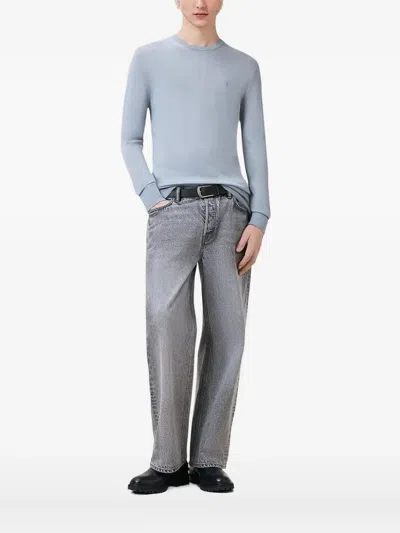 Allsaints Mode Logo-embroidered Crew-neck Sweater In Blue