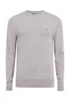 Allsaints Mode Merino Crew Neck Ramskull Sweater In Grey