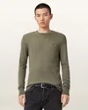 Allsaints Main: 100% Merino Wool Mode Merino Crew Neck Ramskull Jumper In Green
