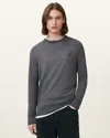 Allsaints Mode Merino Crew Neck Ramskull Jumper In Monument Grey