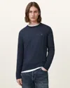 Allsaints Mode Merino Crew Neck Ramskull Jumper In Navy Blue