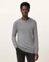 Allsaints Mode Merino Crew Neck Ramskull Jumper In Fossil Grey
