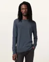 Allsaints Mode Merino Crew Neck Ramskull Jumper In Pitched Blue
