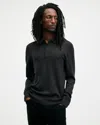 Allsaints Mode Merino Long Sleeve Polo Shirt In Marley Green