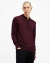 Allsaints Mode Merino Long Sleeve Polo Shirt In Mars Red