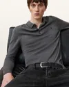 Allsaints Mode Merino Long Sleeve Polo Shirt In Monument Grey