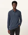 Allsaints Mode Merino Long Sleeve Polo Shirt In Pitched Blue
