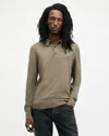 Allsaints Mode Merino Long Sleeve Polo Shirt In Taylor Green