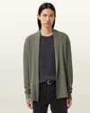 Allsaints Mens Dusky Green Mode Ramskull-embroidered Merino-wool Cardigan Xs