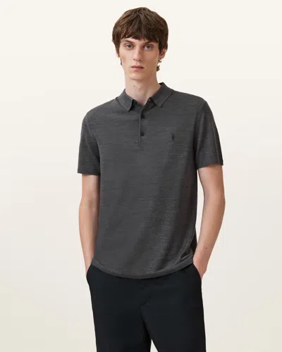 Allsaints Mode Merino Short Sleeve Polo Shirt In Monument Grey