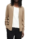 Allsaints Mode Slim Fit Merino Wool Cardigan In Fawn Brown