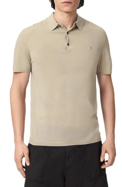 Allsaints Mode Merino Wool Polo Shirt In Neutral