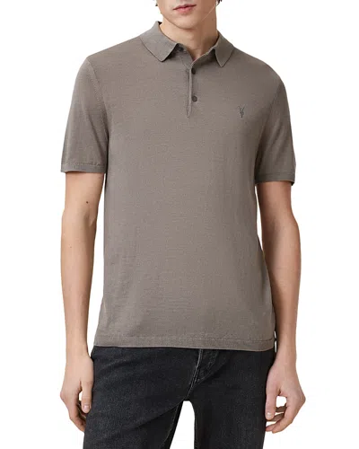 Allsaints Mode Merino Wool Polo Shirt In Chestnut Brown