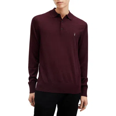 Allsaints Mode Merino Wool Polo Sweater In Mars Red