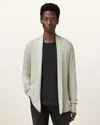Allsaints Mode Regular Fit Merino Wool Open Cardigan Sweater In Slate Green