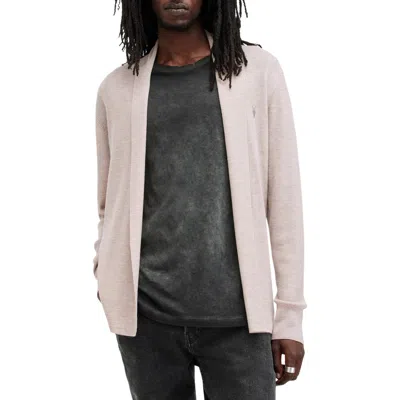Allsaints Mode Merino Wool Shawl Collar Cardigan In Boston Taupe