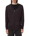 Allsaints Mode Merino Wool Slim Fit Full Zip Hoodie In Brown