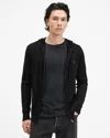 Allsaints Mode Merino Zip Up Ramskull Hoodie In Black