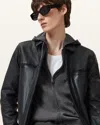 Allsaints Mode Merino Zip Up Ramskull Hoodie, In Monument Grey