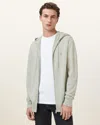 Allsaints Mode Merino Zip Up Ramskull Hoodie In Slate Green