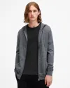 Allsaints Mode Merino Zip Up Ramskull Hoodie In Smith Blue
