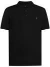 Allsaints Polo Shirt With Lapel Short Sleeve In Black
