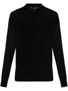 Allsaints Mode Long Sleeve Wool Polo In Black