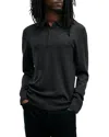 Allsaints Mode Regular Fit Merino Wool Long Sleeve Polo Sweater In Marley Green