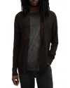 Allsaints Mode Regular Fit Merino Wool Open Cardigan Sweater In Coffee Brown