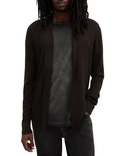 Allsaints Mode Regular Fit Merino Wool Open Cardigan Sweater In Coffee Brown
