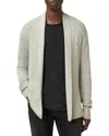 Allsaints Mode Regular Fit Merino Wool Open Cardigan Sweater In Slate Green